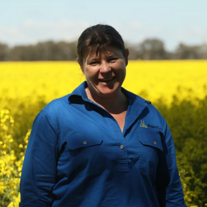 Smiling woman in field